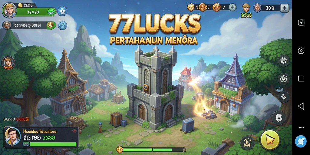 Tampilan menarik dari gameplay Tower Defense di 77LUCKS.