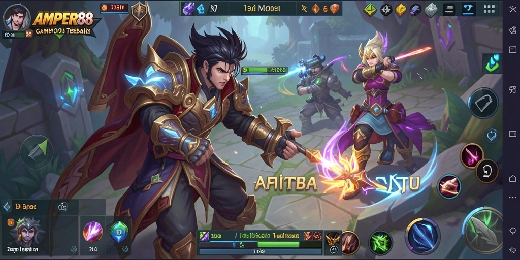 Screenshot gameplay AMPER88 menunjukkan pertarungan strategis yang intens.