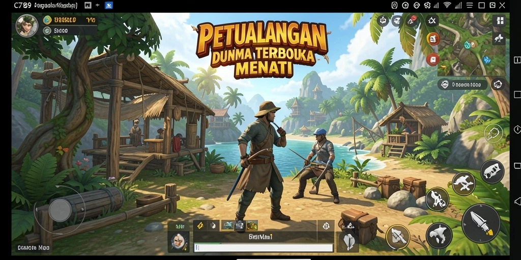 Screenshot gameplay C789 menampilkan keindahan dunia terbuka yang luas.