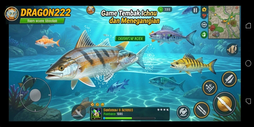 Screenshot gameplay <strong>DRAGON222</strong> menampilkan aksi menembak ikan yang seru.