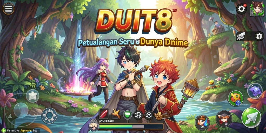 Tampilan gameplay yang menakjubkan dari DUIT8 dengan karakter anime terkenal.