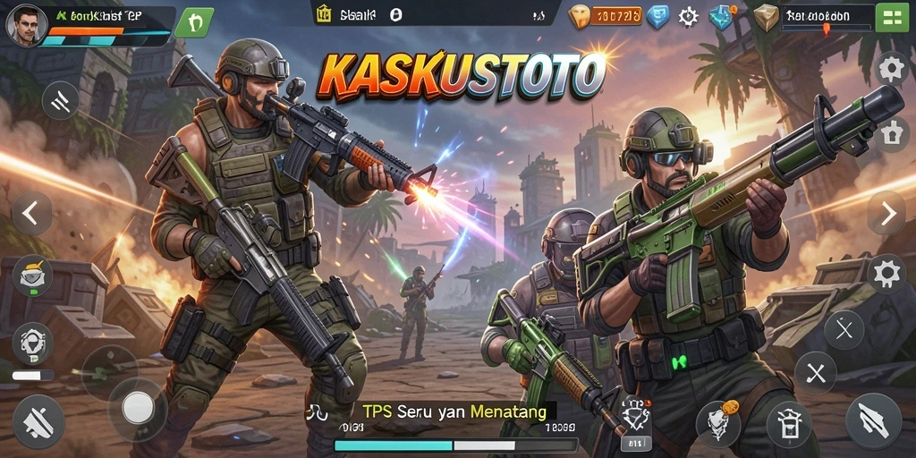 Tampilan gameplay seru KASKUSTOTO dengan aksi tembak-menembak.