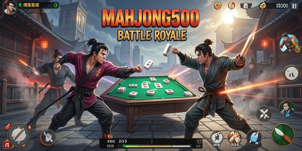 Gameplay intens Battle Royale di MAHJONG500 dengan aksi seru.