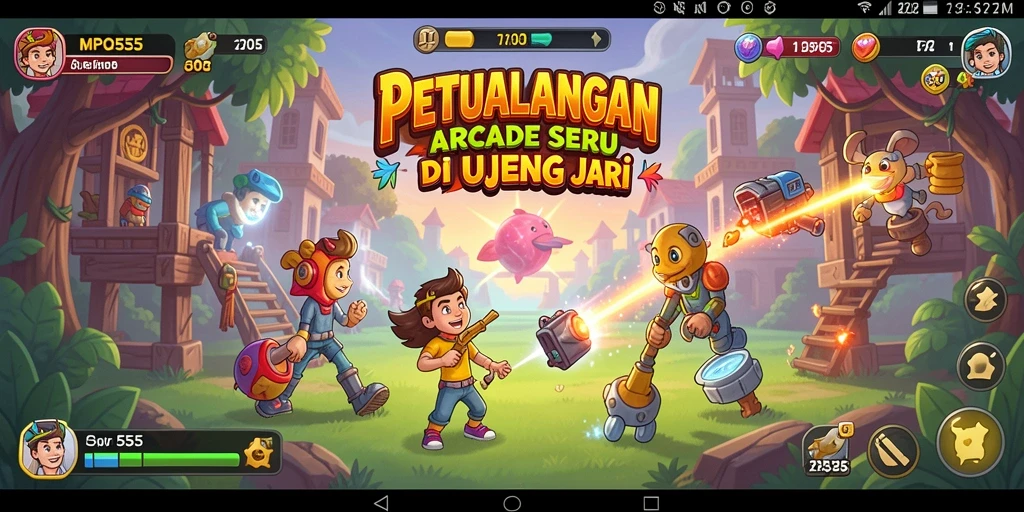 Screenshot MPO555 menunjukkan karakter beraksi dalam level menantang.