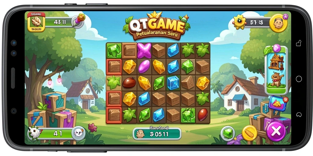 Tampilan gameplay yang menakjubkan dalam QTGAME Match-3.
