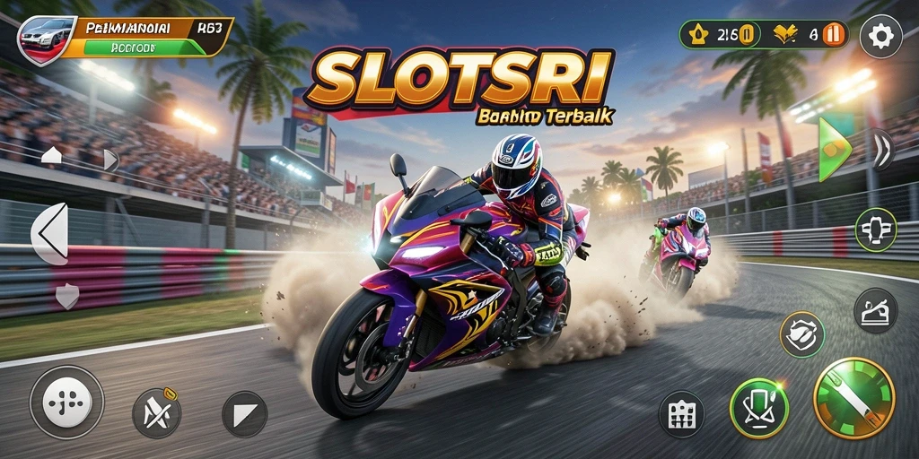 Tampilan gameplay balap motor yang mendebarkan dan penuh aksi.