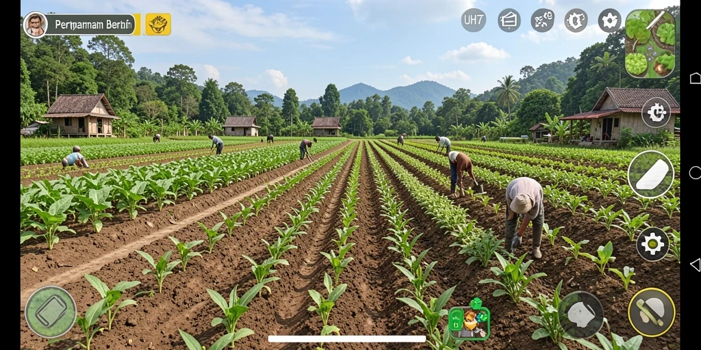 Gambaran gameplay seru bertani di UH77.